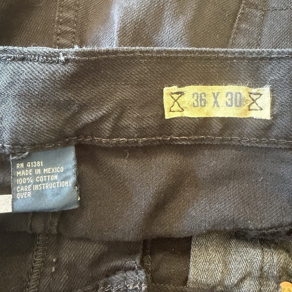 Polo Ralph Lauren Jeans Mens 36x30 Black Straight Leg Pants Cotton Denim - Picture 4 of 7